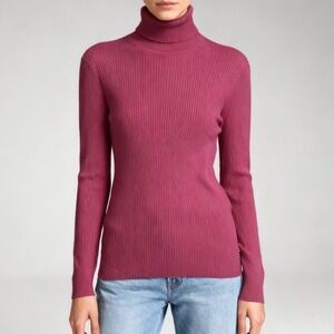 Aritzia Babaton Compel Rib Knit Turtleneck in Mauve Pink size Large